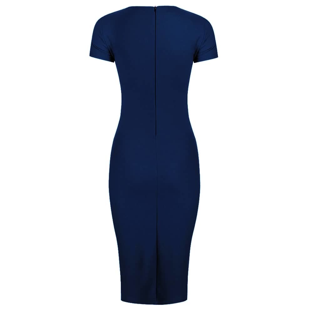 Navy pencil hot sale dress with sleeves