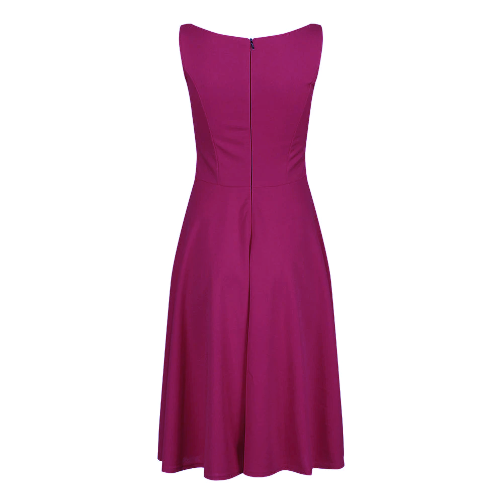 Magenta Sleeveless Audrey Hepburn Style 50s Swing Dress - Pretty Kitty ...