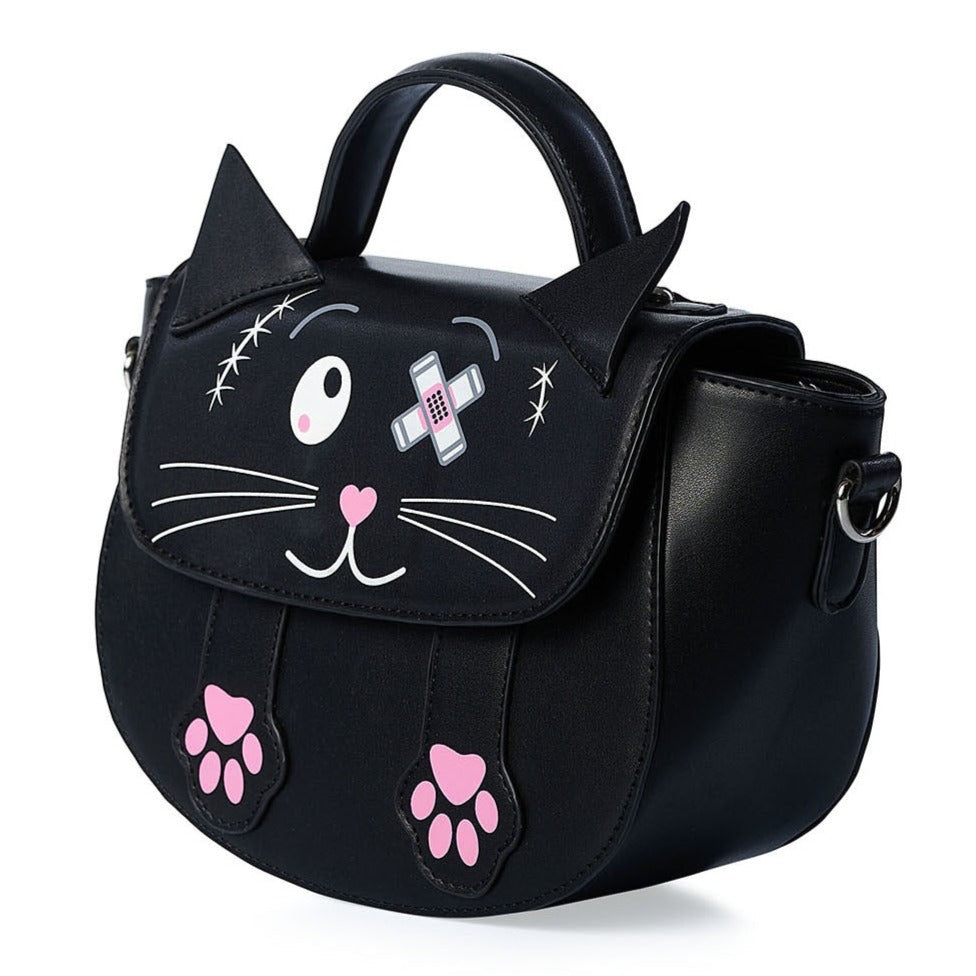 Black Printed Cat Handbag Pretty Kitty Fashion