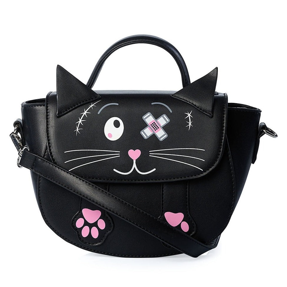 Black Printed Cat Handbag
