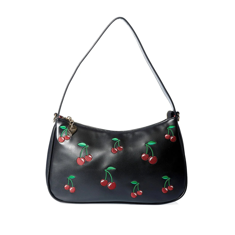 Black Cherry Print Shoulder Bag