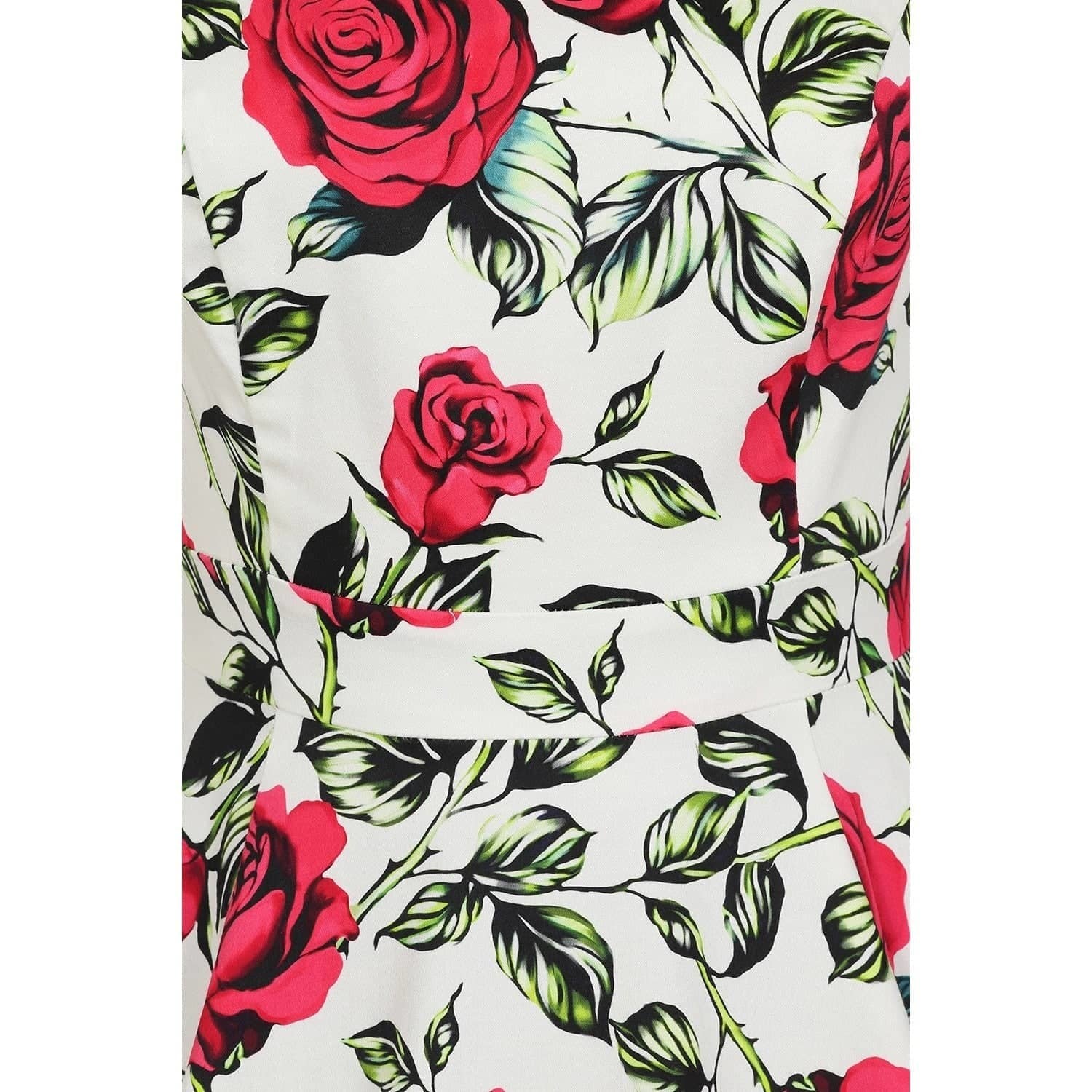 White Rose Floral Audrey Rockabilly 50s Swing Dress