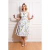 White Floral Audrey Rockabilly 50s Swing Dress