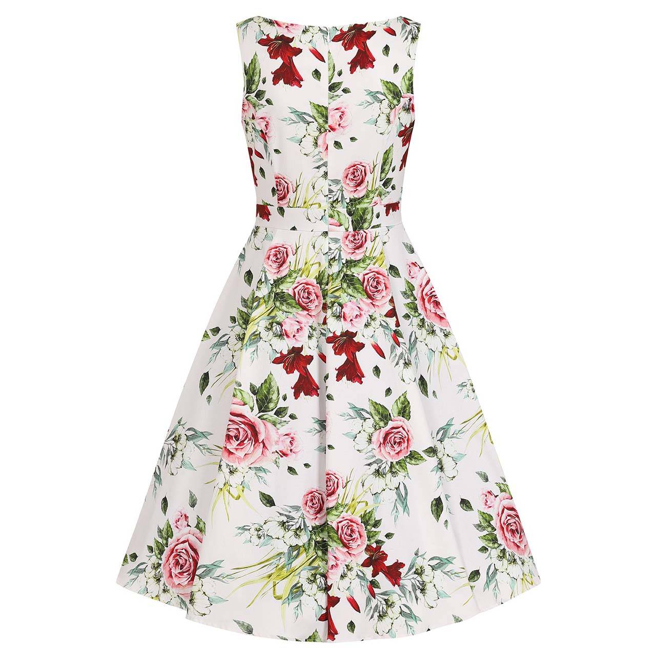 White Floral Print Vintage Rockabilly 50s Swing Dress – Pretty