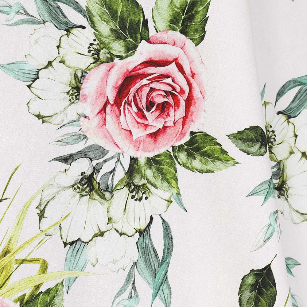 White Floral Print Vintage Rockabilly 50s Swing Dress