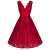 Jolie Moi Vintage Red Embroidered Lace 50s Swing Occasion Dress - Pretty Kitty Fashion