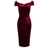 Claret Wine Red Velour Cap Sleeve Crossover Top Bardot Wiggle Dress - Pretty Kitty Fashion
