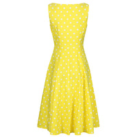 Yellow And White Polka Dot 50s Audrey Swing Dress - Pretty Kitty Fashion