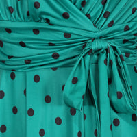 Jade Green Black Polka Dot Cap Sleeve Fit And Flare Midi Dress - Pretty Kitty Fashion