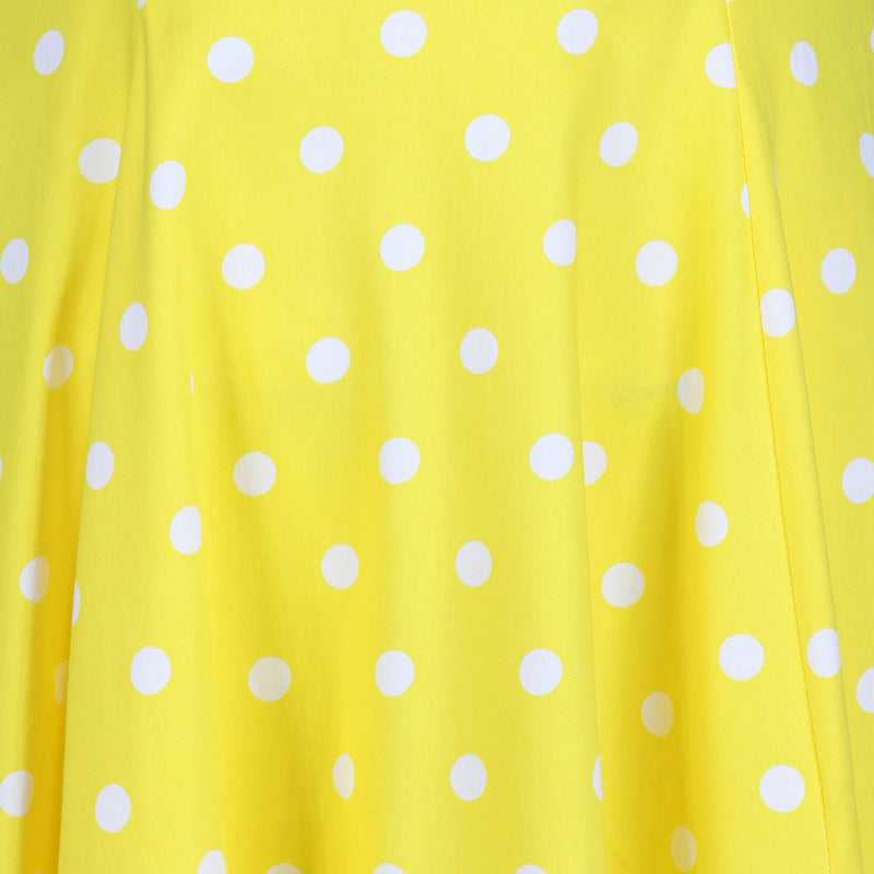 Yellow And White Polka Dot 50s Audrey Swing Dress Pretty Kitty Fashion