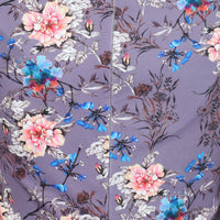 Mauve Floral Print Cap Sleeve Crossover Top 50s Swing Bardot Dress - Pretty Kitty Fashion