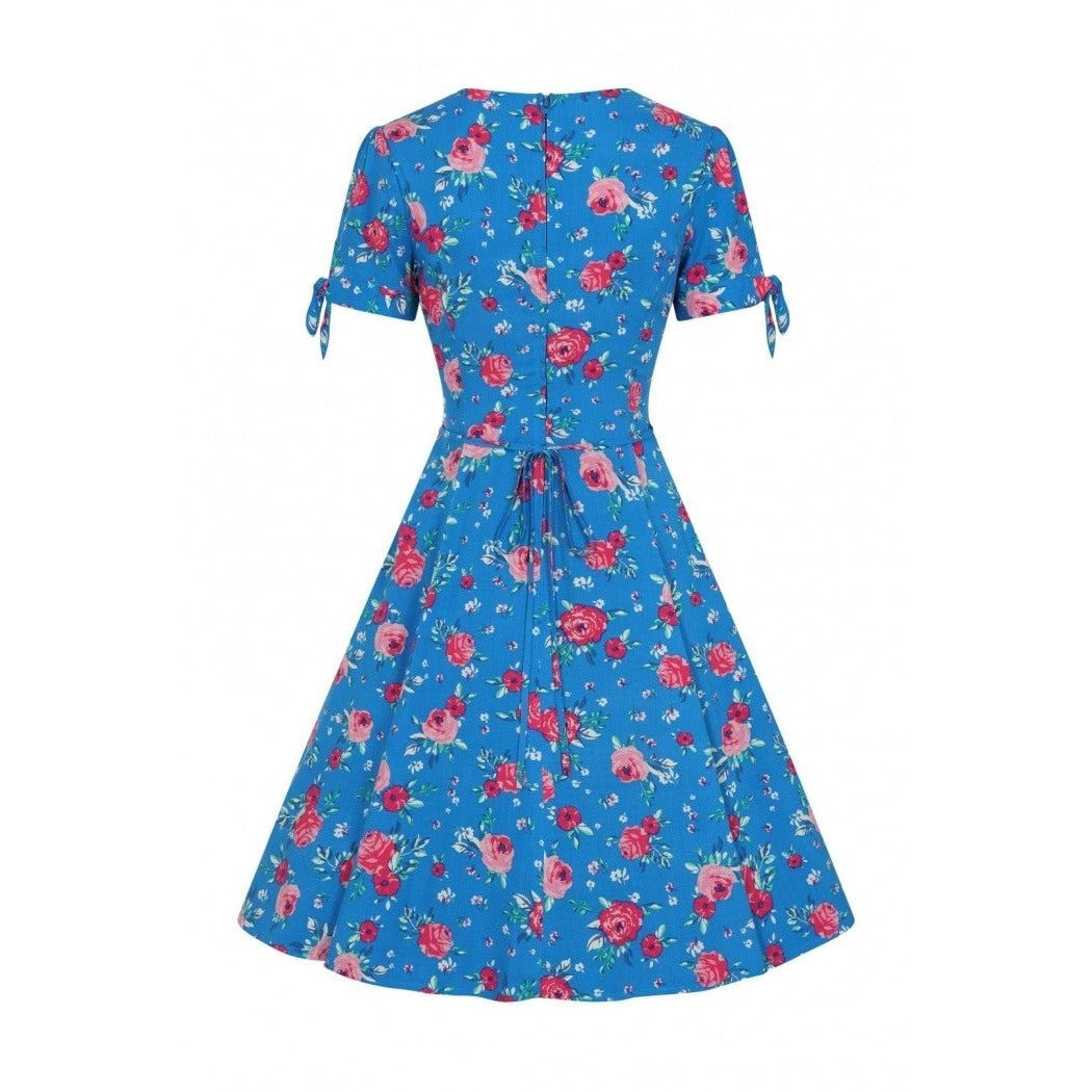 Vibrant Blue Pink Floral Fit And Flare Swing Dress – Pretty Kitty Fashion