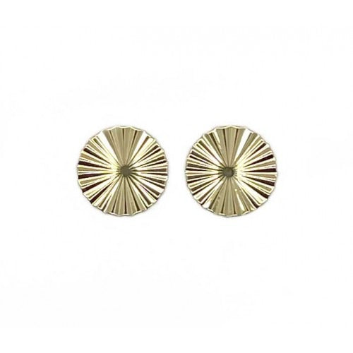 Gold Shiny Textured Round Stud Earrings