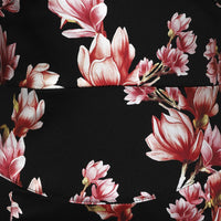 Black And Metallic Magnolia Print 3/4 Sleeve 50s Wiggle Dress - Pretty Kitty Fashion