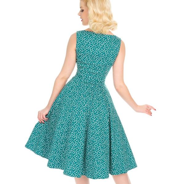 Green And White Polka Dot 50s Cut Out Swing Dress - Pretty Kitty Fashion