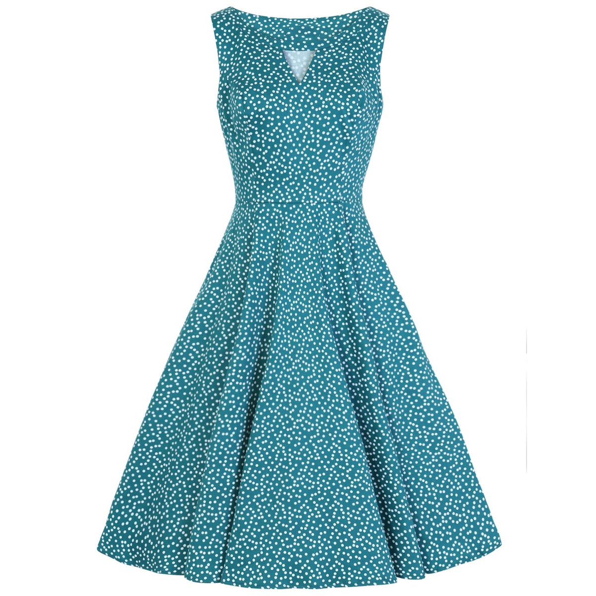 Green And White Polka Dot 50s Cut Out Swing Dress - Pretty Kitty Fashion