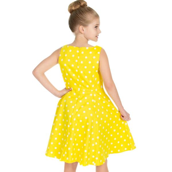 Little Kitty Girl's Yellow White Polka Dot Party Dress - Pretty Kitty Fashion