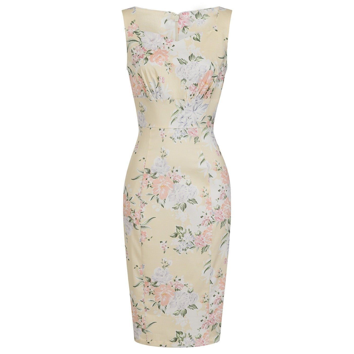Summer Yellow Floral Classic 50s Vintage Wiggle Dress