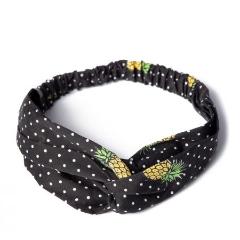 Black And White Polka Dot Pineapple Print Vintage Headscarf - Pretty Kitty Fashion
