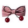 Red And White Gingham Check Bow Cherry Hair Clip - Pretty Kitty Fashion