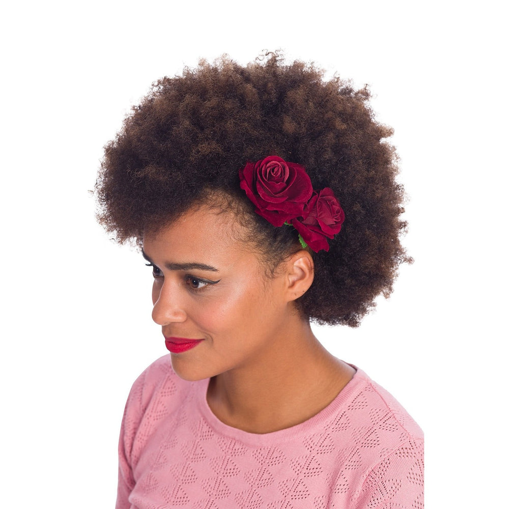 Double Rose Burgundy Hair Pin