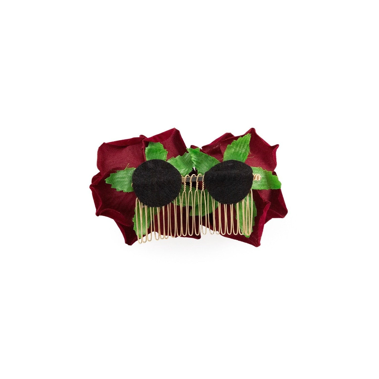 Double Rose Burgundy Hair Pin