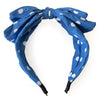 Blue And White Polka Dot Double Bow Headband