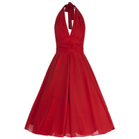 Red Chiffon Vintage Marilyn Monroe Style 50s Swing Dress - Pretty Kitty Fashion