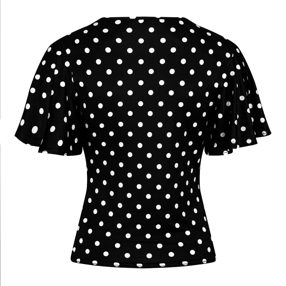 black and white polka dot top