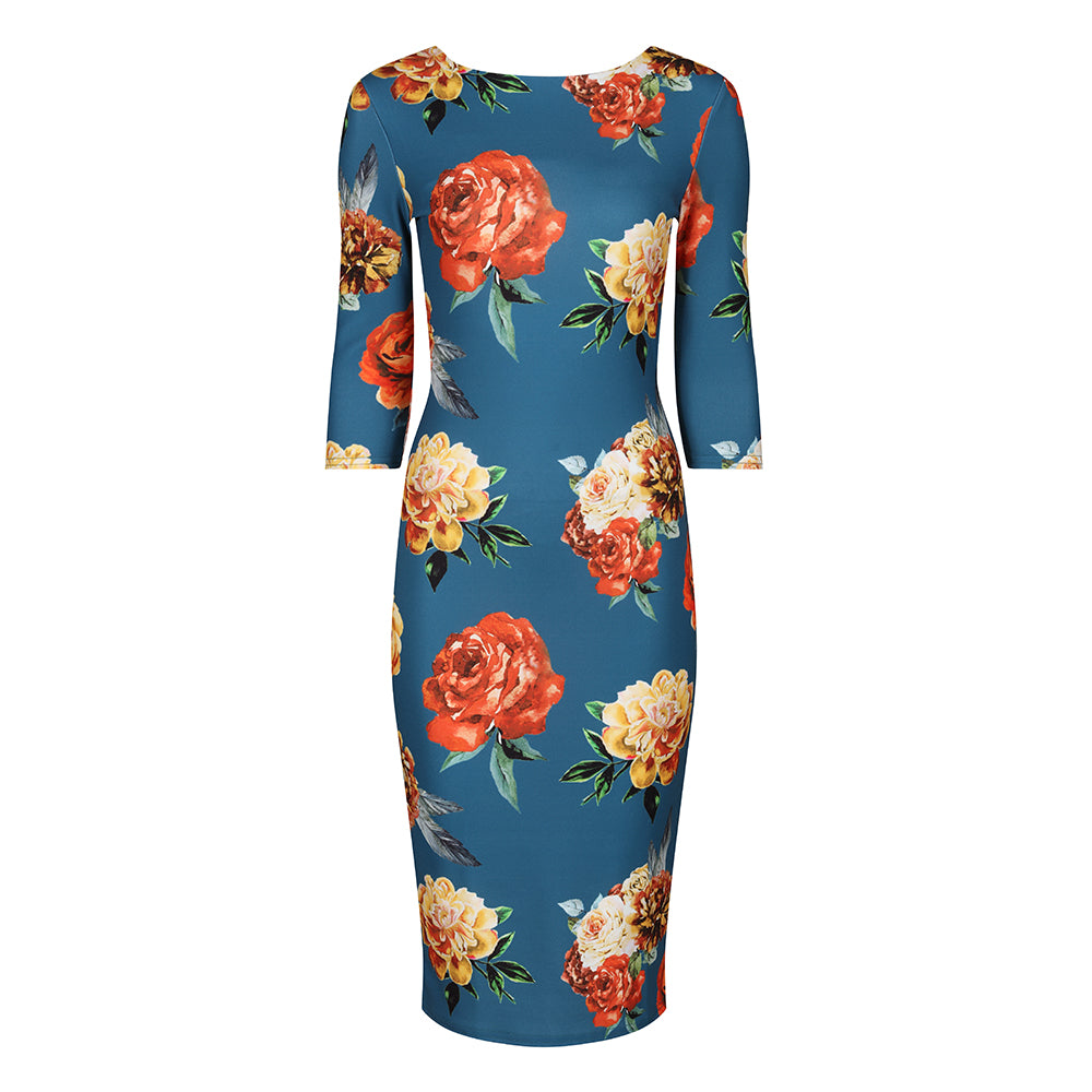 Floral bodycon dress outlet uk