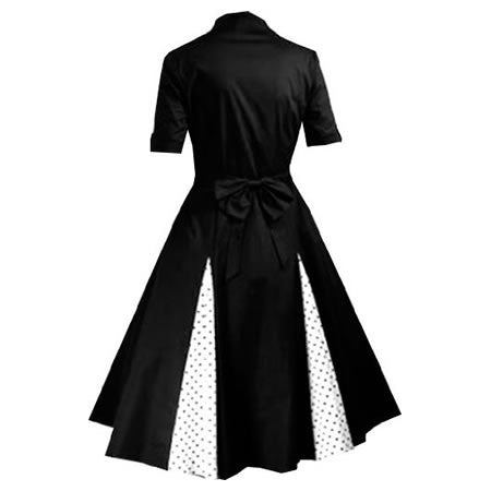 Black and White Polka Dot Retro 50s Rockabilly Dress - Pretty Kitty Fashion