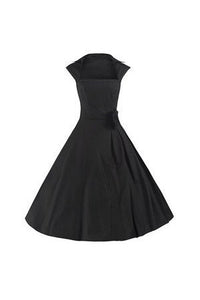 Black Vintage Retro Pinup 50s Swing Bow Dress - Pretty Kitty Fashion