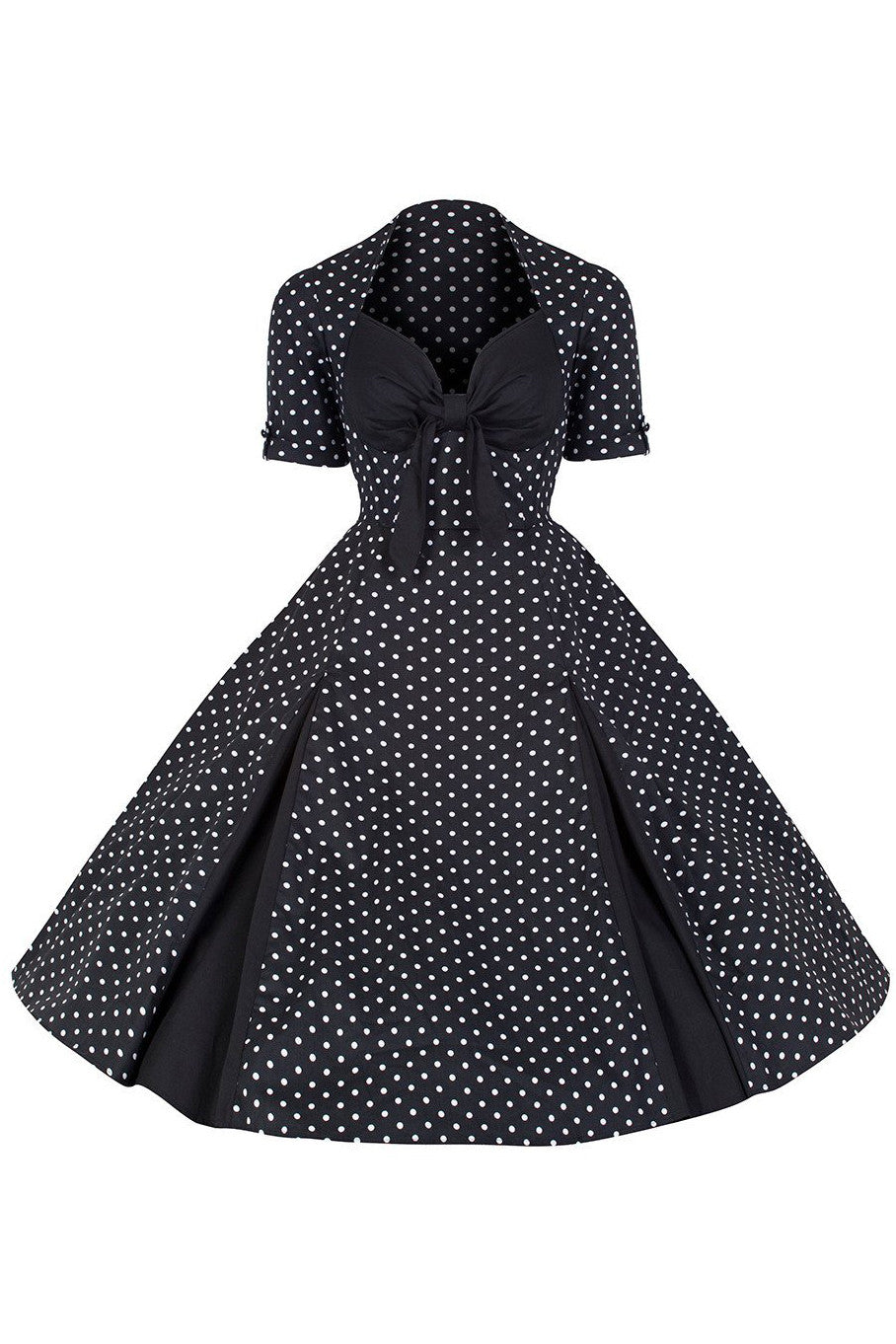 Black and White Polka Dot Retro 50s Swing Dress - Pretty Kitty Fashion