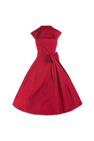 Red 50s Swing Bow Dress - Pretty Kitty Fashion