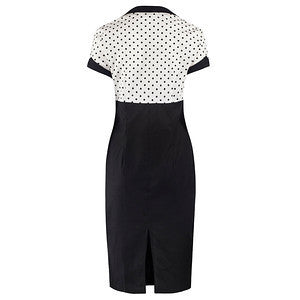 Black and White Polka Dot Top Retro 50s Pencil Dress - Pretty Kitty Fashion