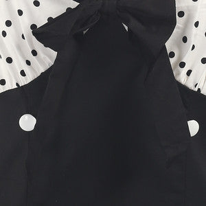 Black and White Polka Dot Top Retro 50s Pencil Dress - Pretty Kitty Fashion