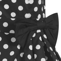 Black and White 50s Polka Dot Swing Bow Dress - Pretty Kitty Fashion