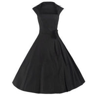 Black Vintage Retro Pinup 50s Swing Bow Dress - Pretty Kitty Fashion