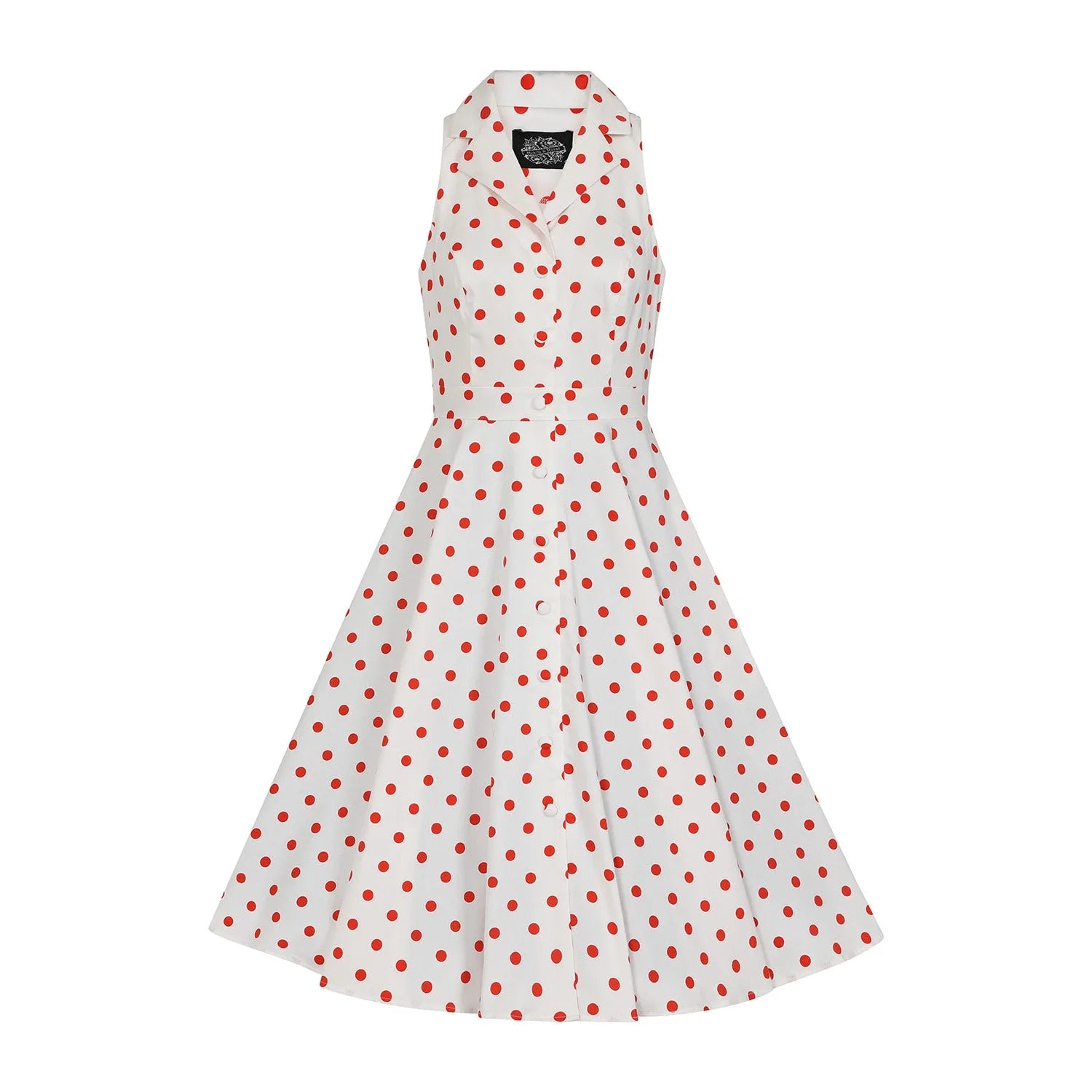 White And Red Polka Dot Print Rockabilly 50s Swing Dress