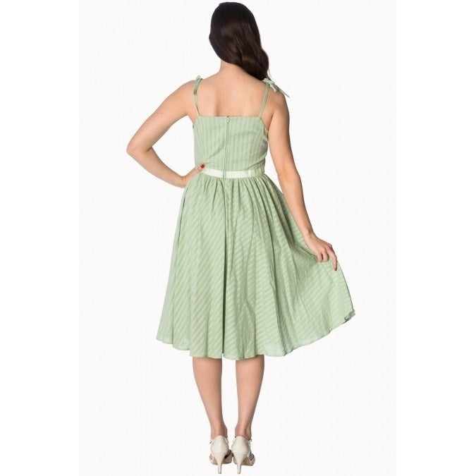 Sage Green Shoulder Strap Summer Swing Dress