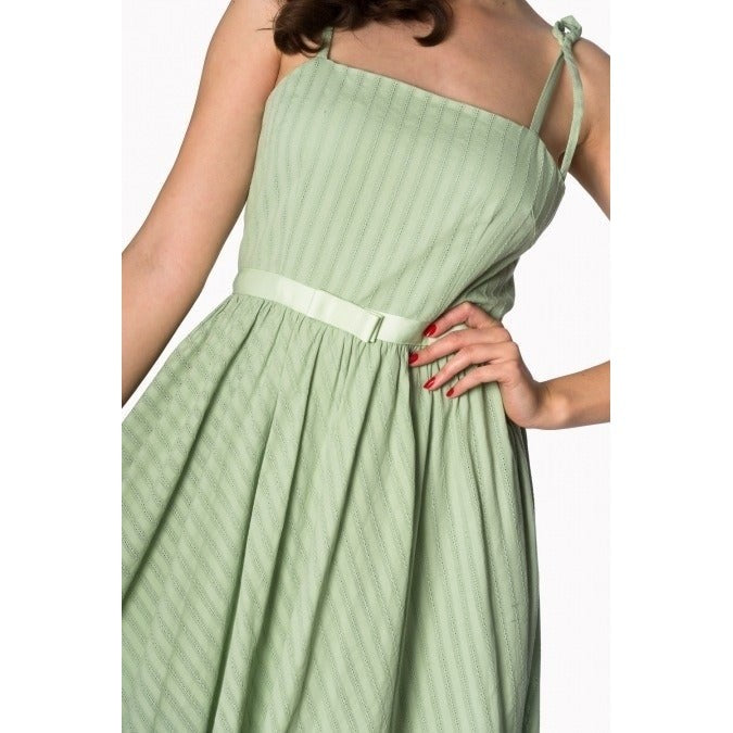 Sage Green Shoulder Strap Summer Swing Dress