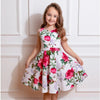 Little Kitty Girl's White Floral Print Party Dress