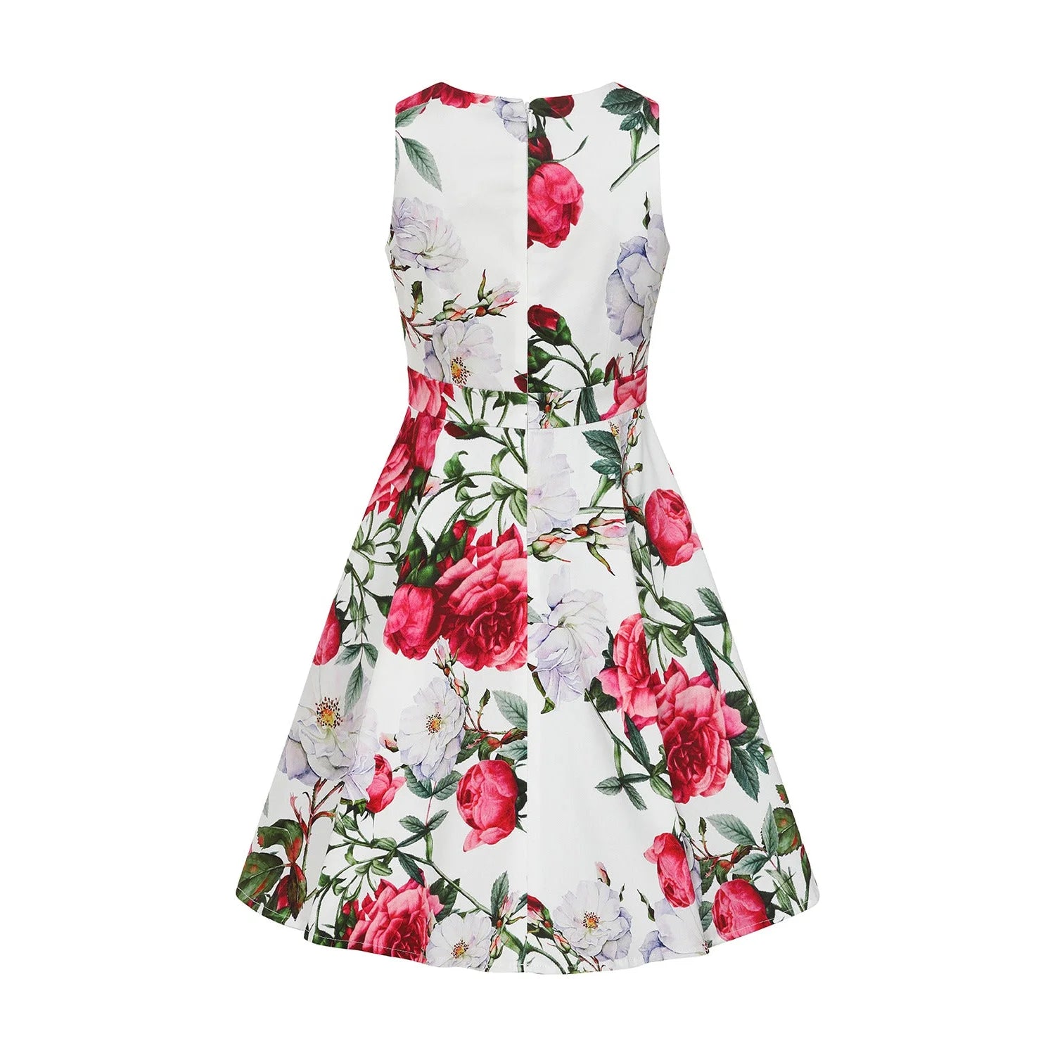 Little Kitty Girl's White Floral Print Party Dress
