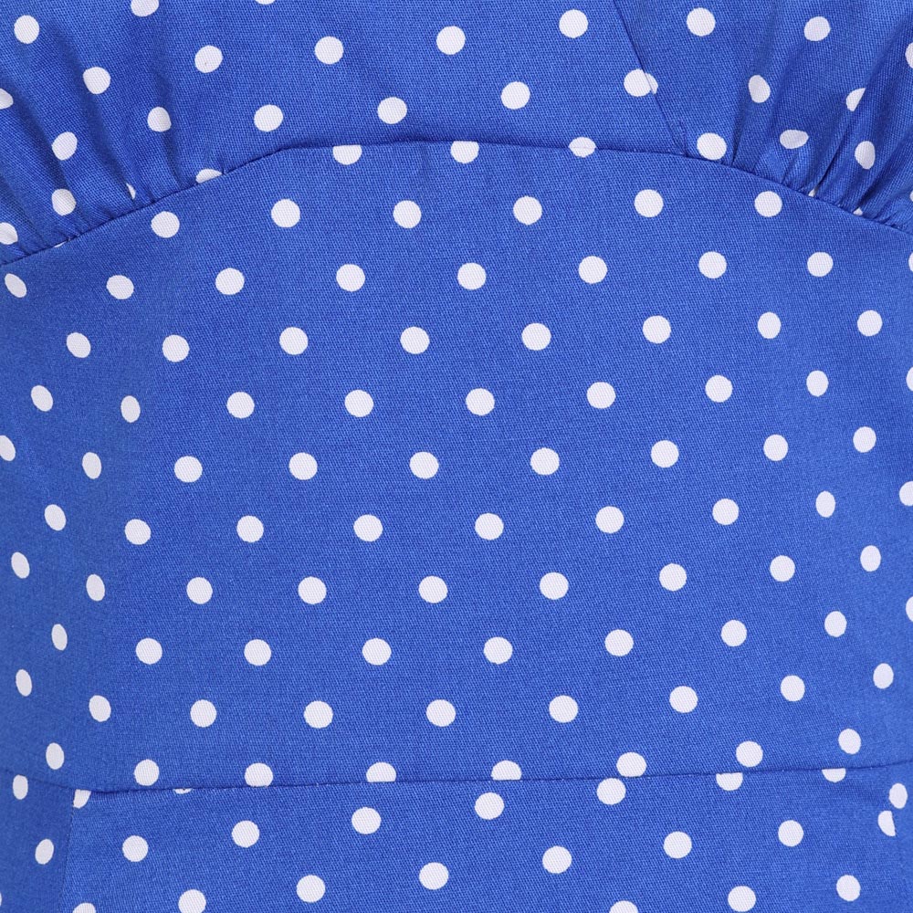 Blue And White Polka Dot 1940s Vintage Wiggle Dress - Pretty Kitty Fashion
