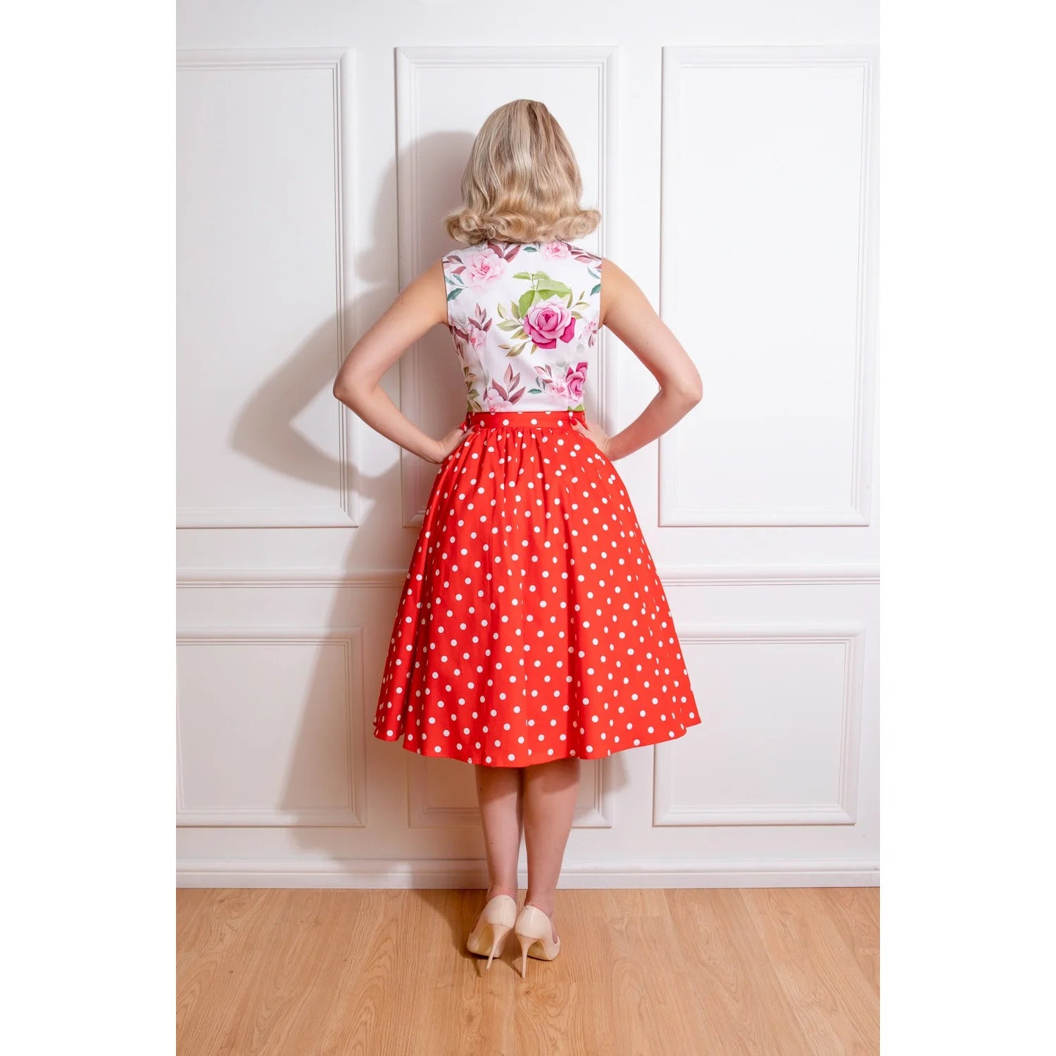 Red Polka Dot Rockabilly Swing Skirt Pretty Kitty Fashion