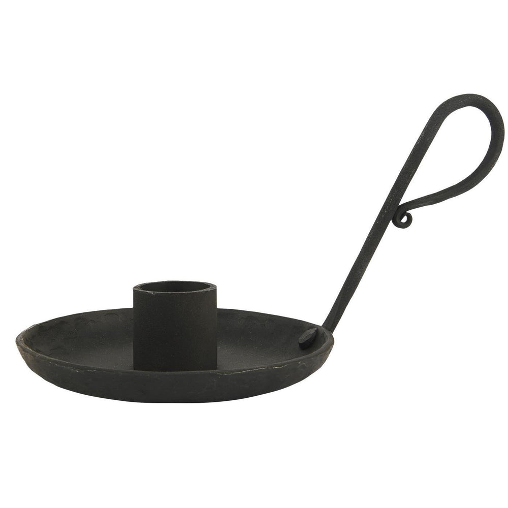 Black Iron Candle Holder with Loop Handle