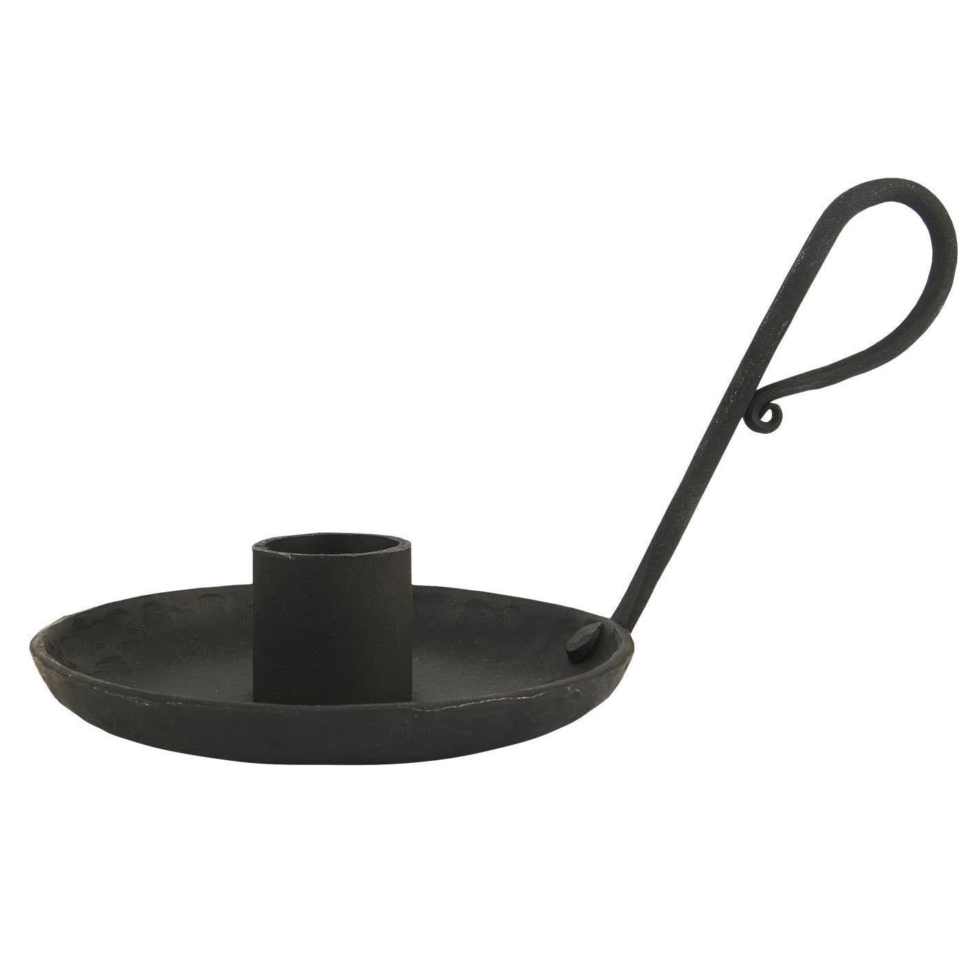 Black Iron Candle Holder with Loop Handle