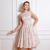 Soft Pink Coral Floral Print Audrey 50s Swing Dress