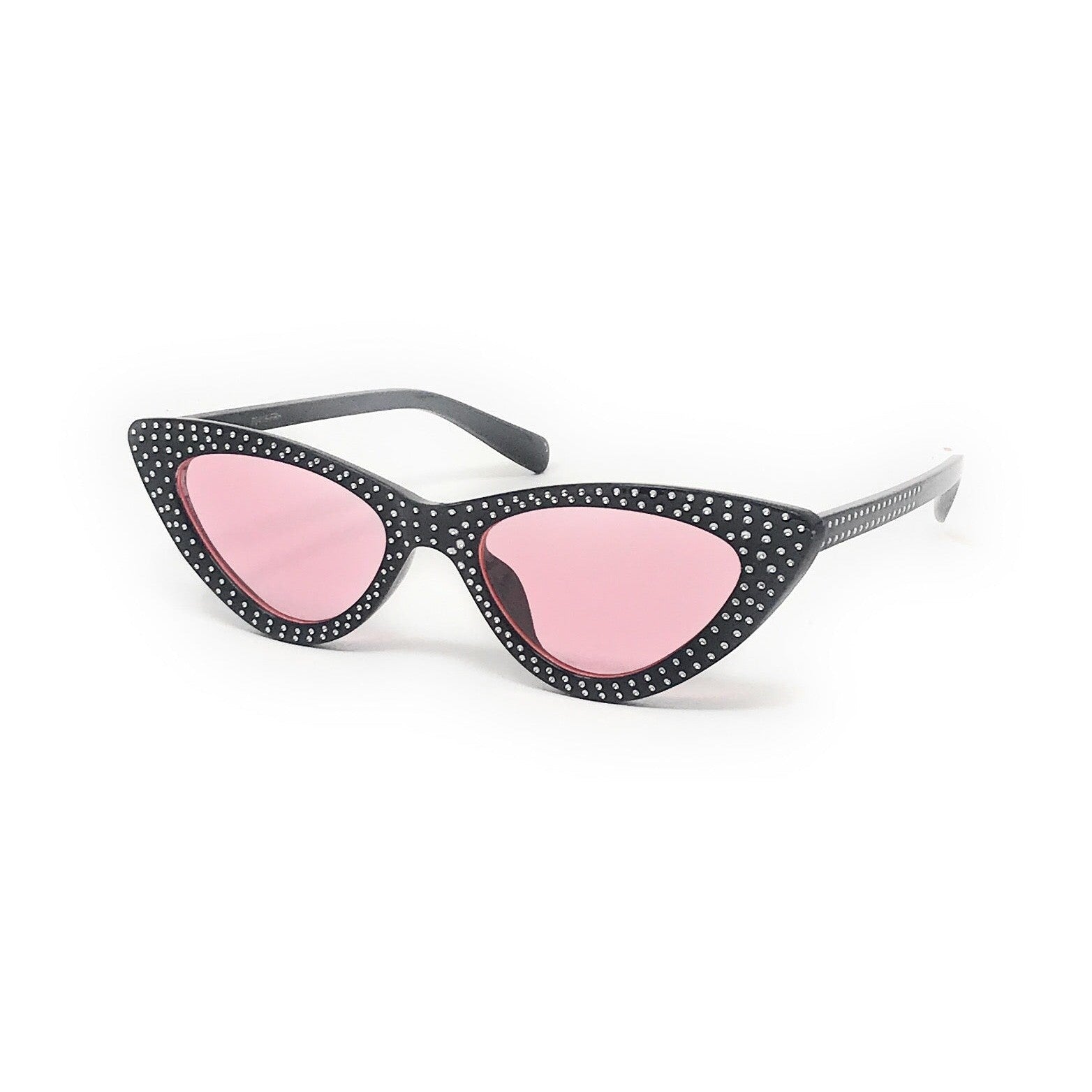 Black and White Polka Dot Pink Lense 1950s Vintage Sunglasses
