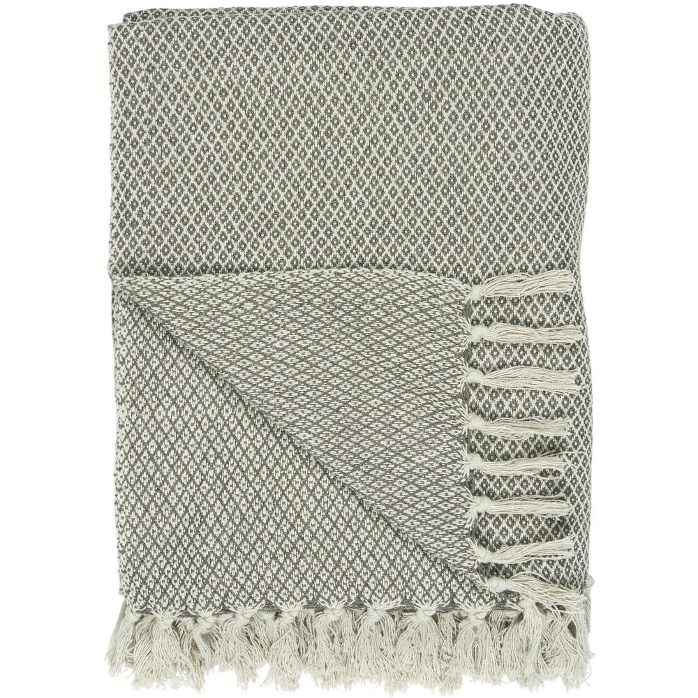 Cream & Light Brown Diamond Cotton Throw